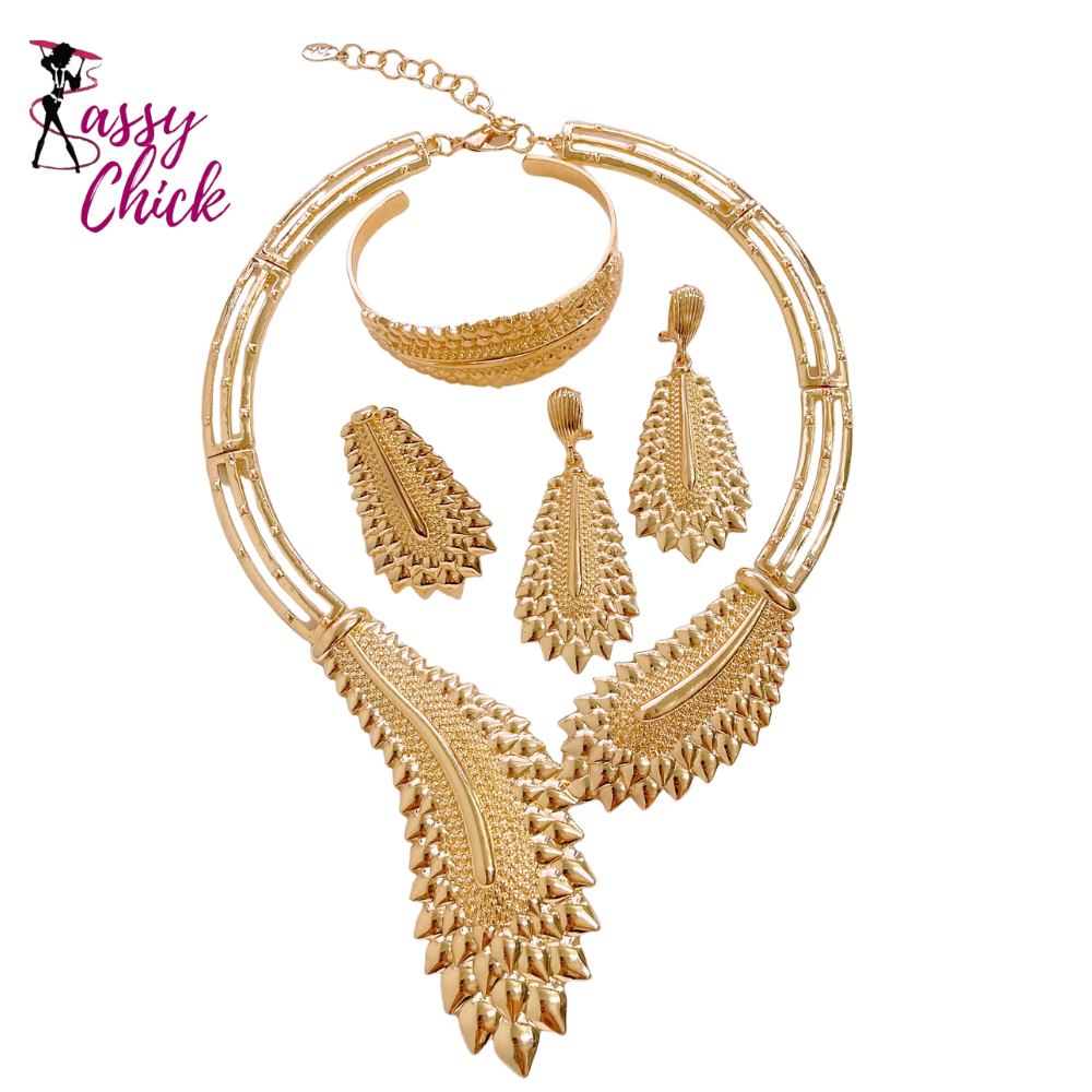 Brazilian Fashion Dubai Gold Plated Jewelry Sets Sassy Chick Logo