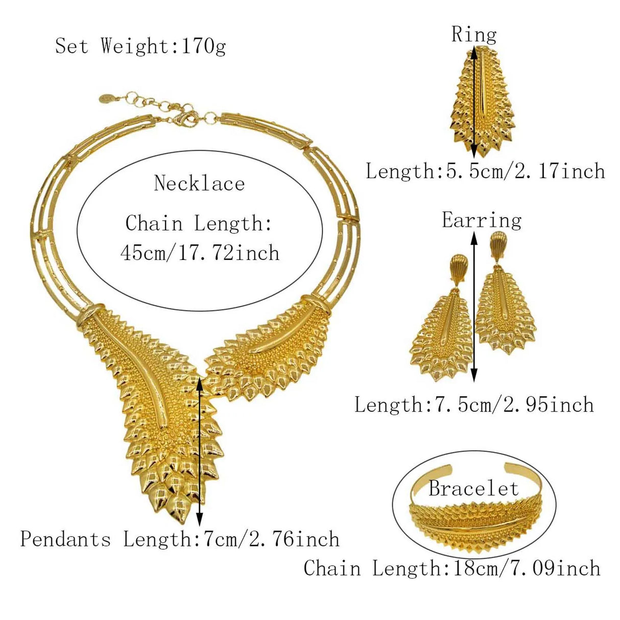 Size of Brazilian Fashion Dubai Gold Plated Jewelry Sets