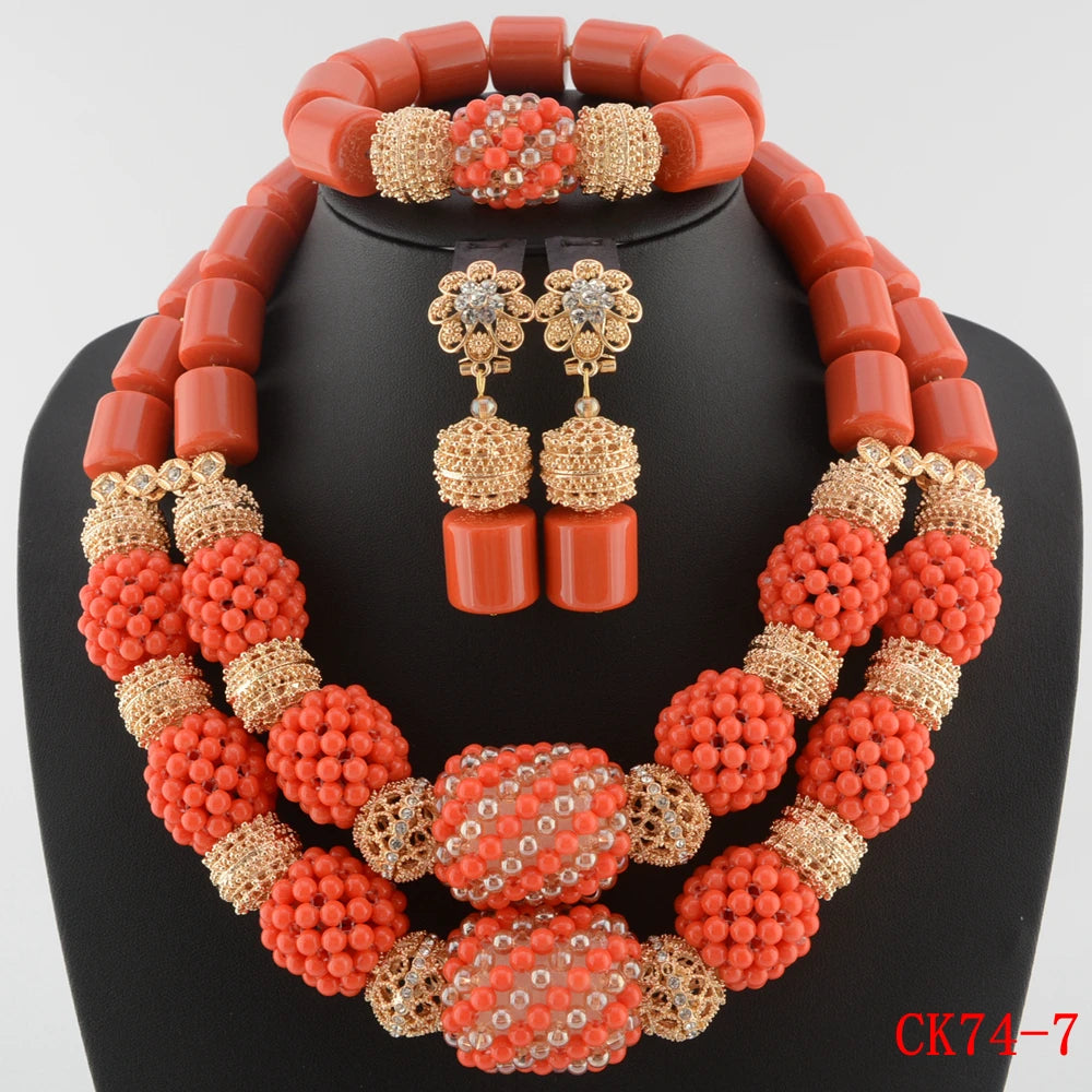 orange crystal jewelry set