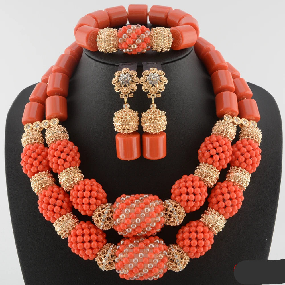 orange crystal jewelry set