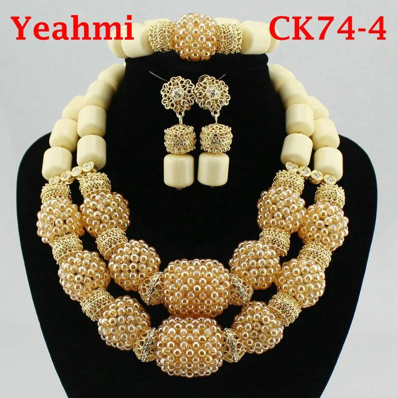 white crystal bead jewelry set