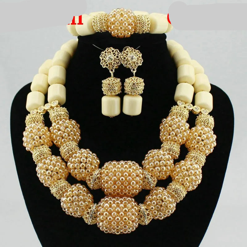 white crystal bead jewelry set