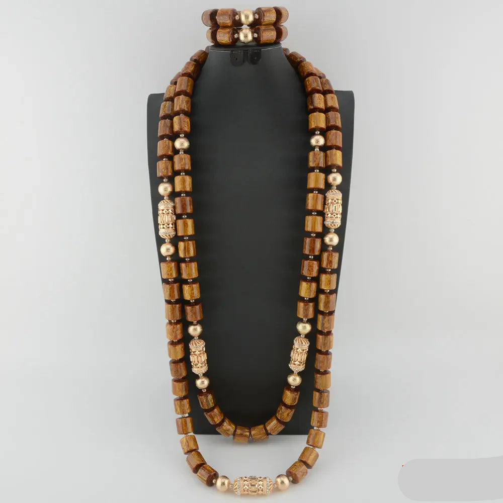 brown crystal jewelry set