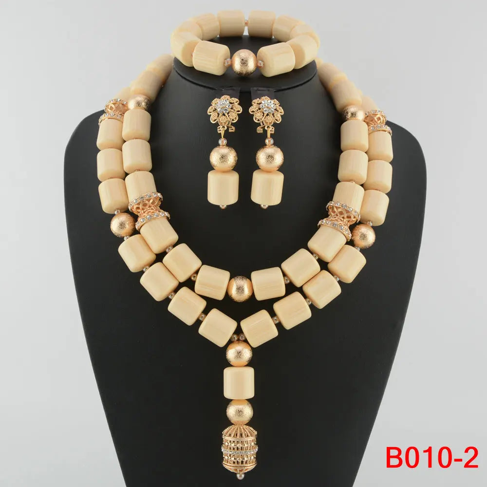 white crystal bead jewelry set