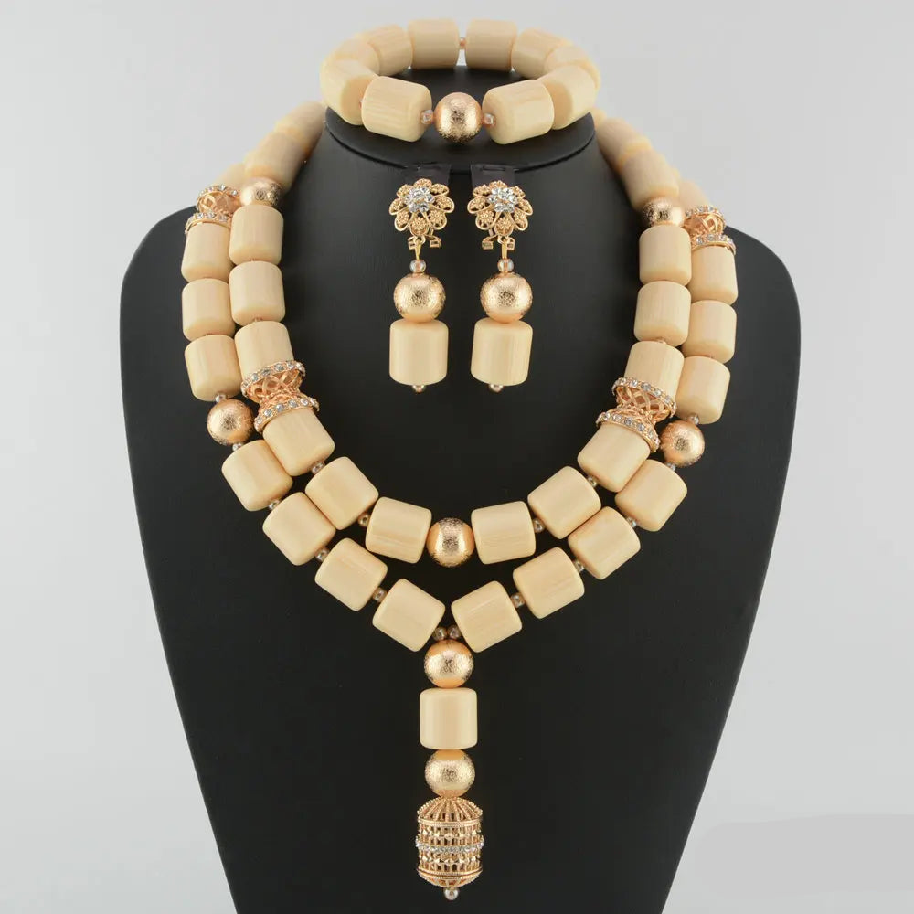 white crystal bead jewelry set