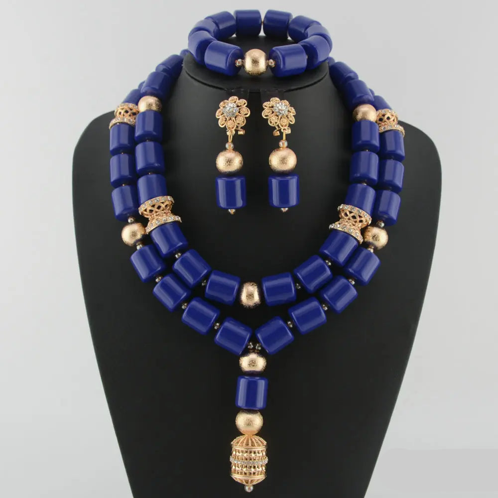 blue crystal bead jewelry set