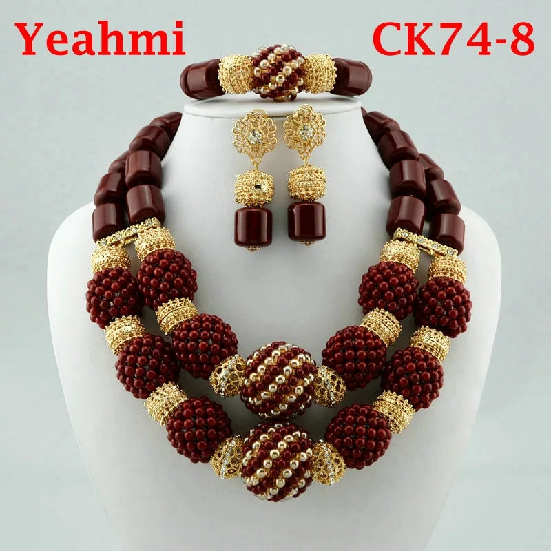 brown crystal bead jewelry set