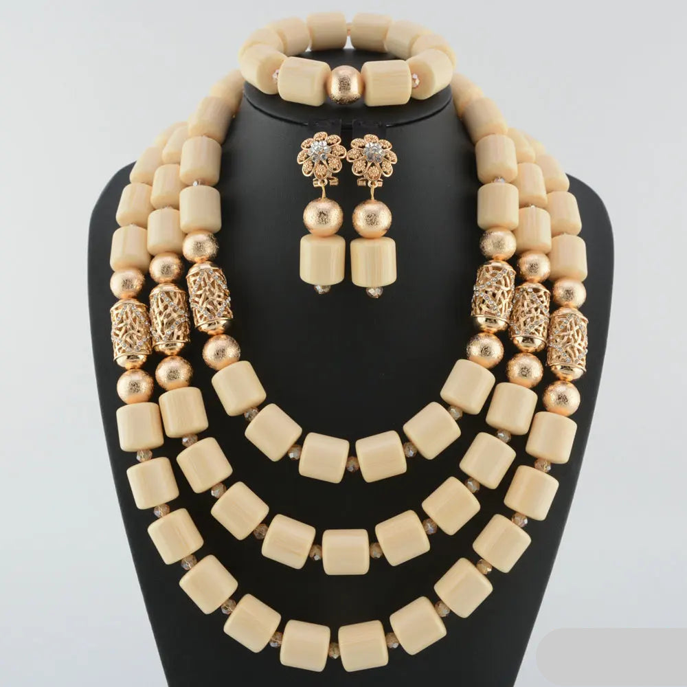 white crystal bead jewelry set