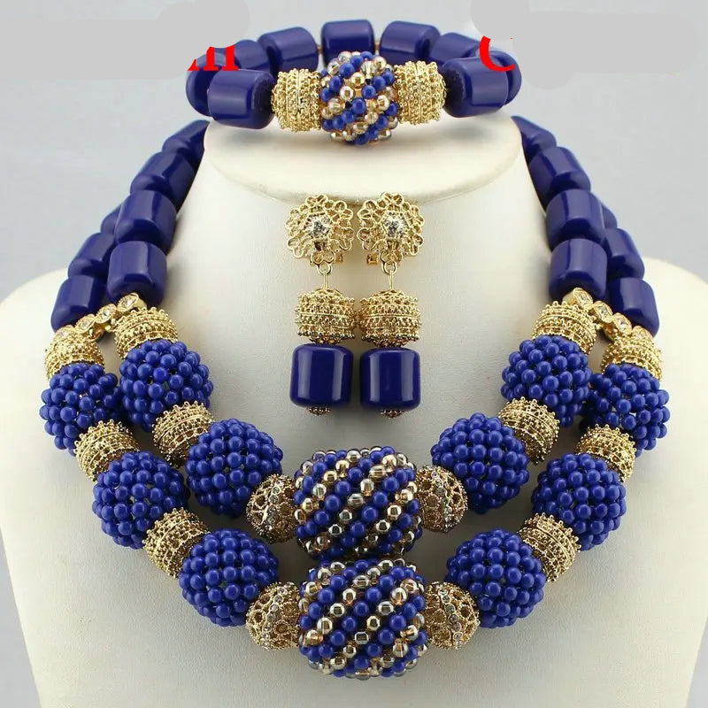 blue crystal bead jewelry set