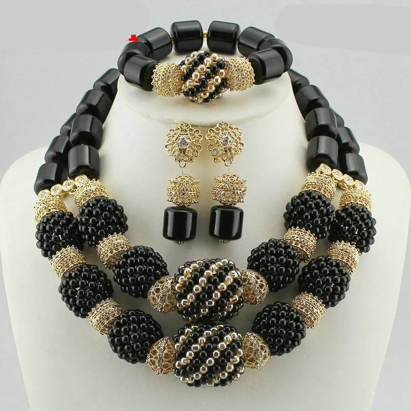 back crystal bead jewelry set