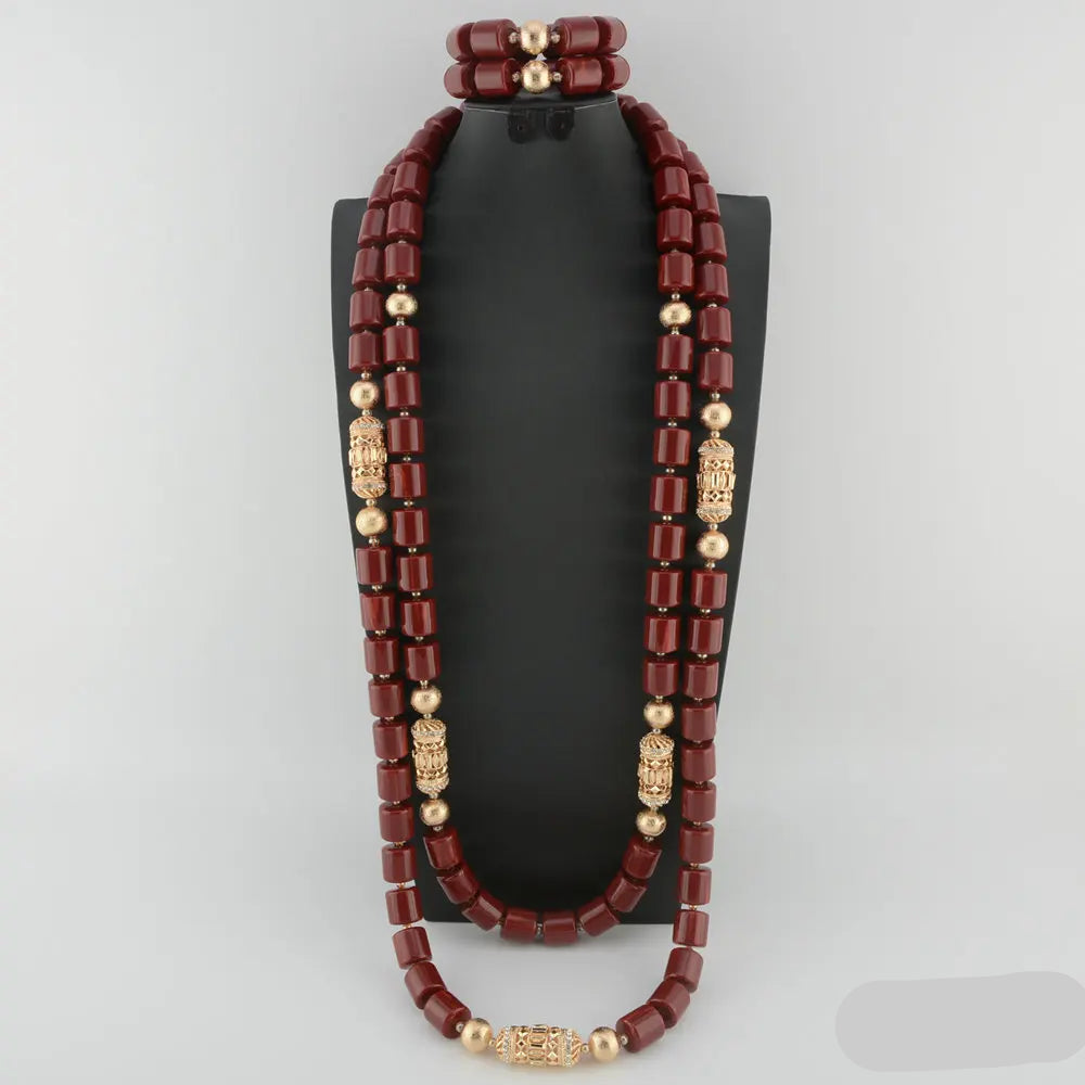 brown crystal bead jewelry set