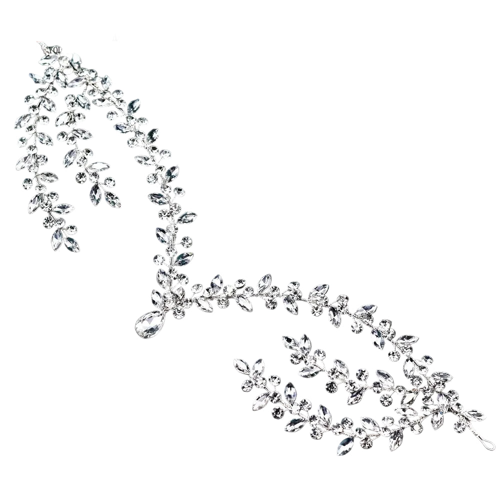 Silver Bridal Rhinestone Water Drop Headwear