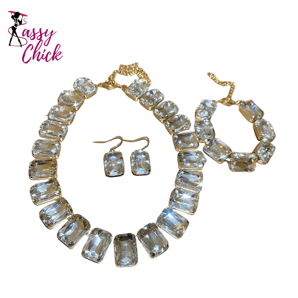 Bride Crystal Clear Jewelry Sets Sassy Chick Logo