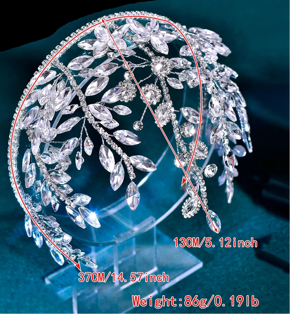 Size of Bride Rhinestone Hair Hoop Wedding Hairbands