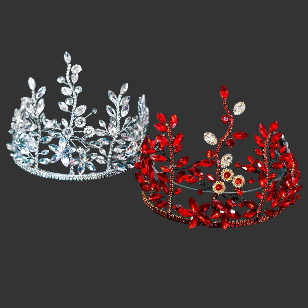 White and Red Bride Rhinestone Hair Hoop Wedding Hairbands