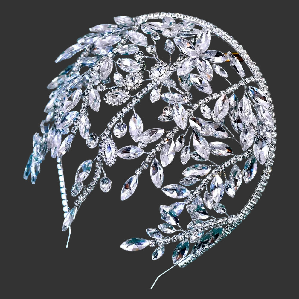 White Bride Rhinestone Hair Hoop Wedding Hairbands