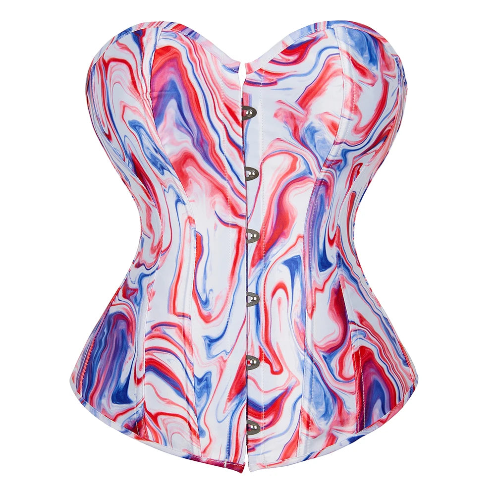 Bustier Overbust Print Graffiti Women Corsets Breathable Bold Artistic Design