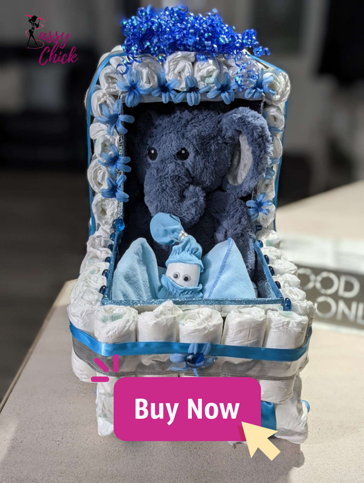Custom Baby Boy Stroller Diaper Cake