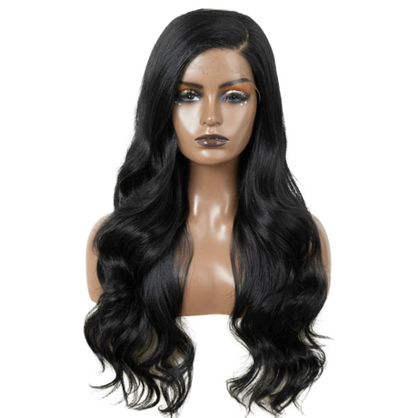 C Part Highlight Body Wave Synthetic Lace Wig black
