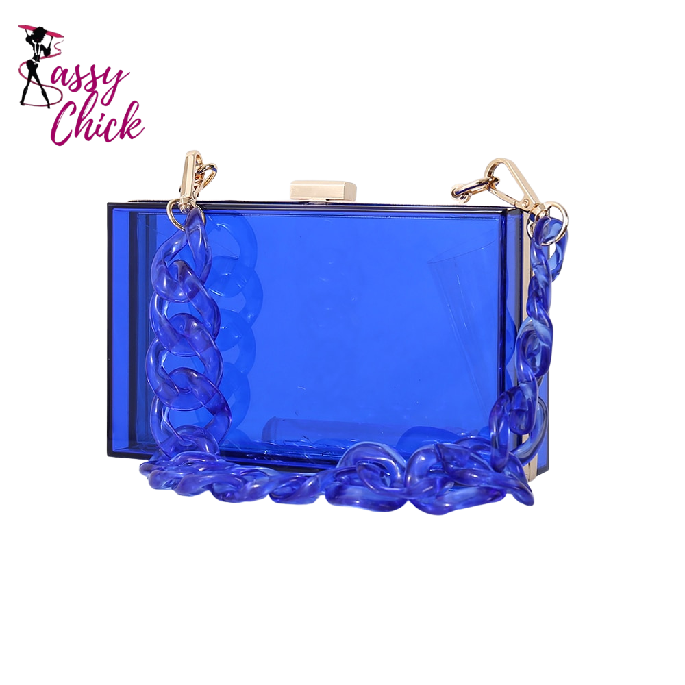 Candy Color Acrylic Jelly Clutch Purse Sassy Chick Logo