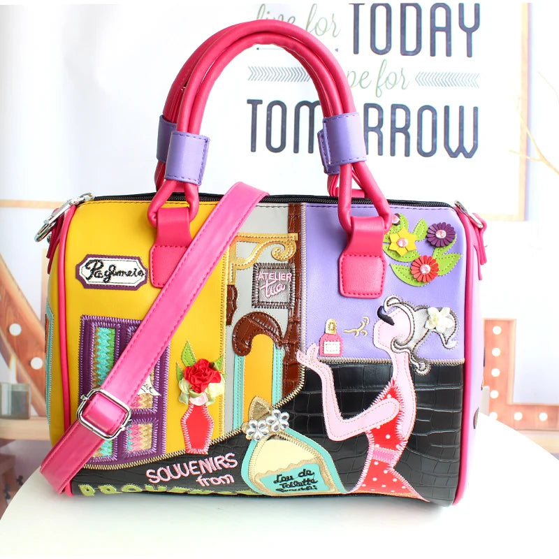 Pink Candy Color Cartoons Style Crossbody Shoulder Bag