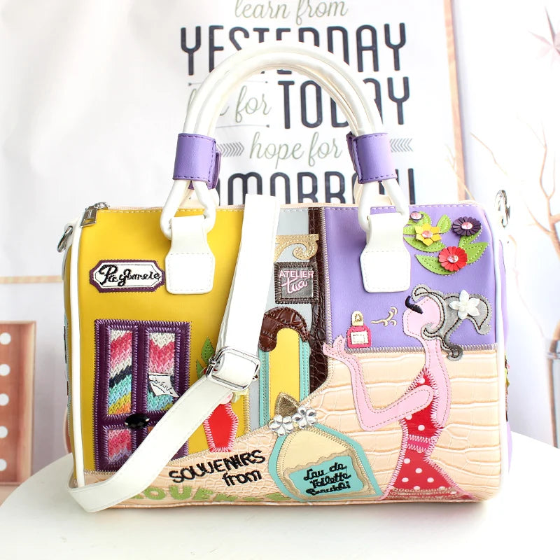 White Candy Color Cartoons Style Crossbody Shoulder Bag