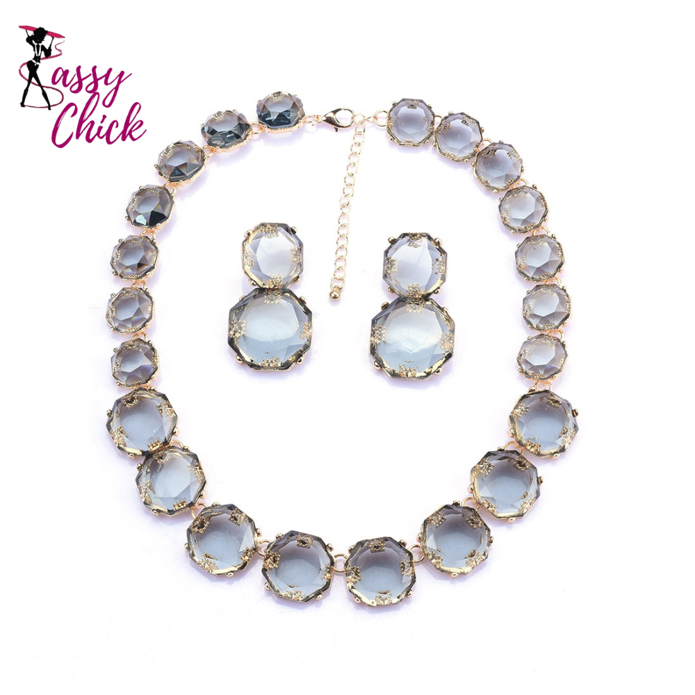 Candy Color Transparent Gem Necklace Sassy Chick Logo