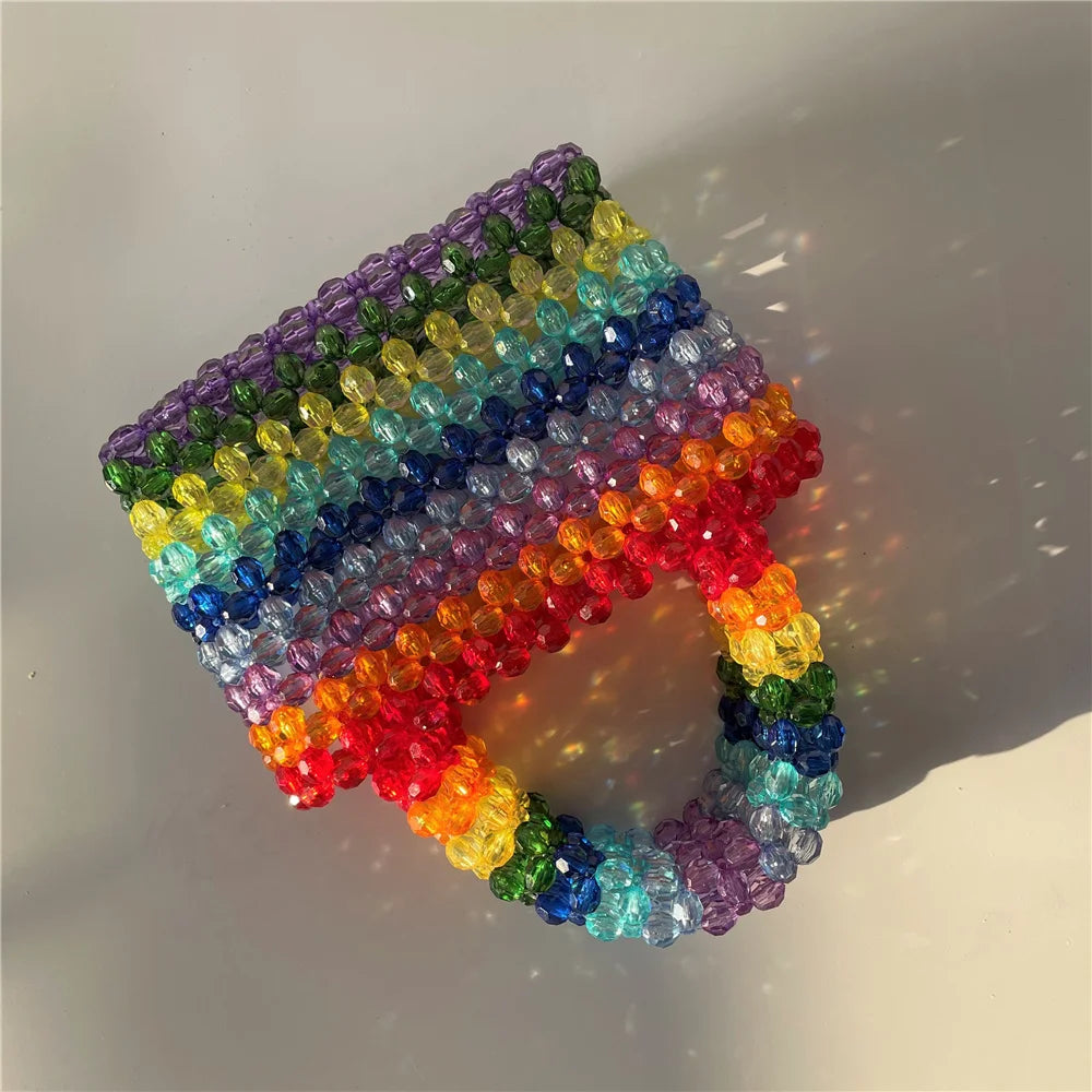 Candy Rainbow Colorful Lollipop Beaded Handbag
