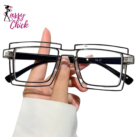 Cartoon Style Square Eyeglasses Sassy Chick Logo