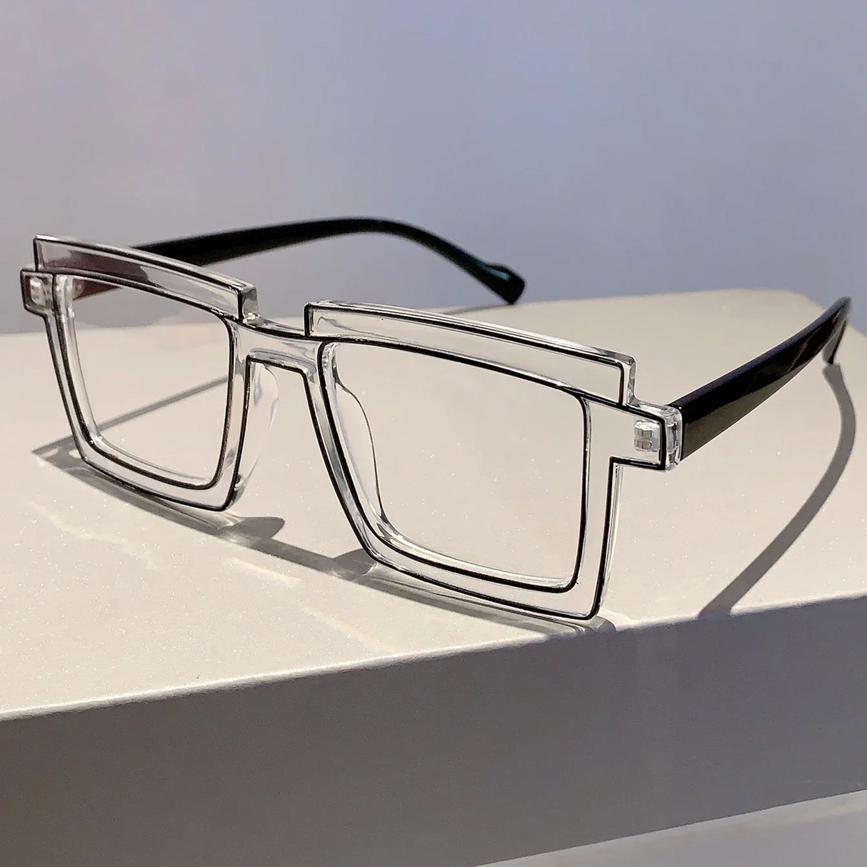transparent Cartoon Style Square Eyeglasses