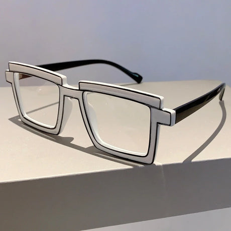 white Cartoon Style Square Eyeglasses