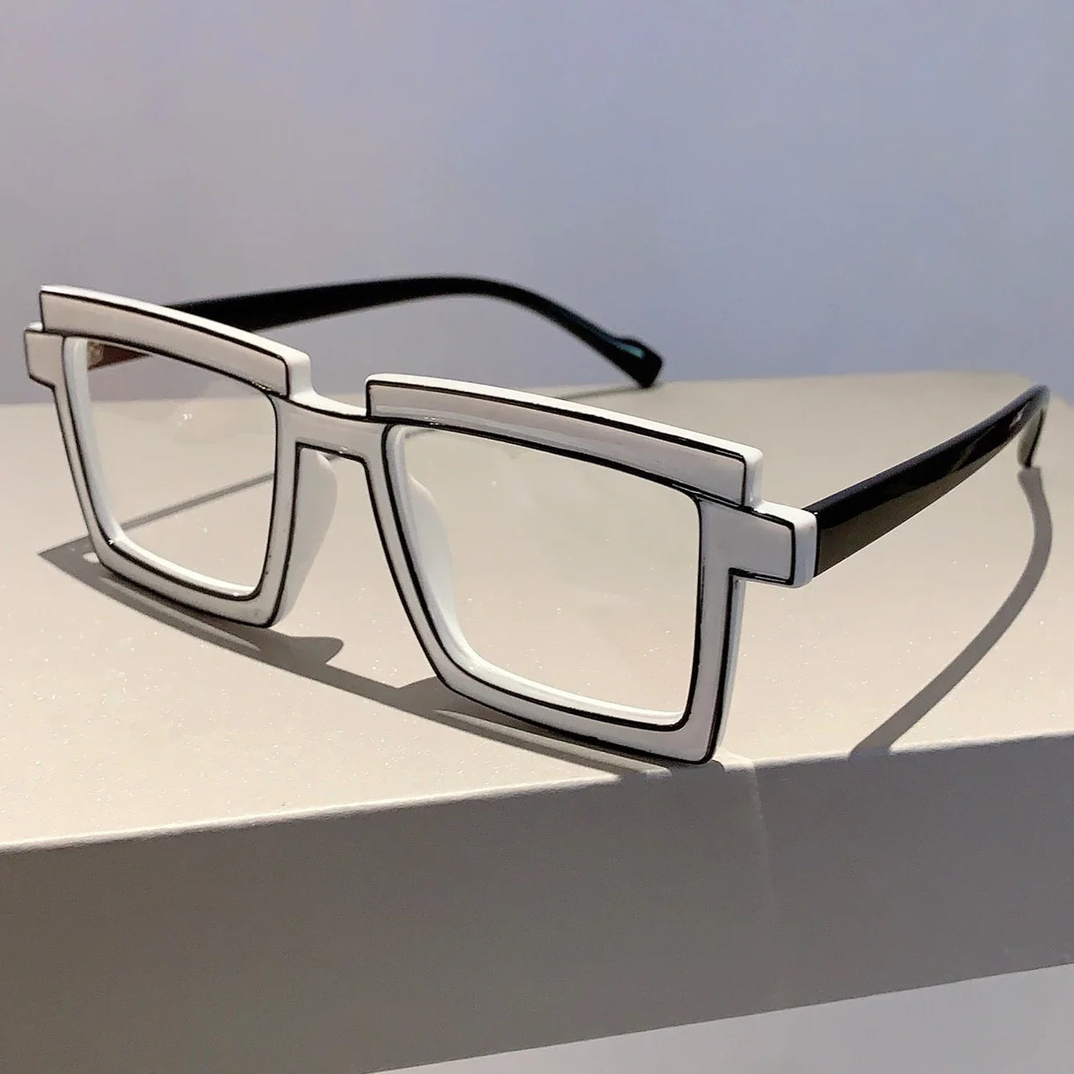 white Cartoon Style Square Eyeglasses