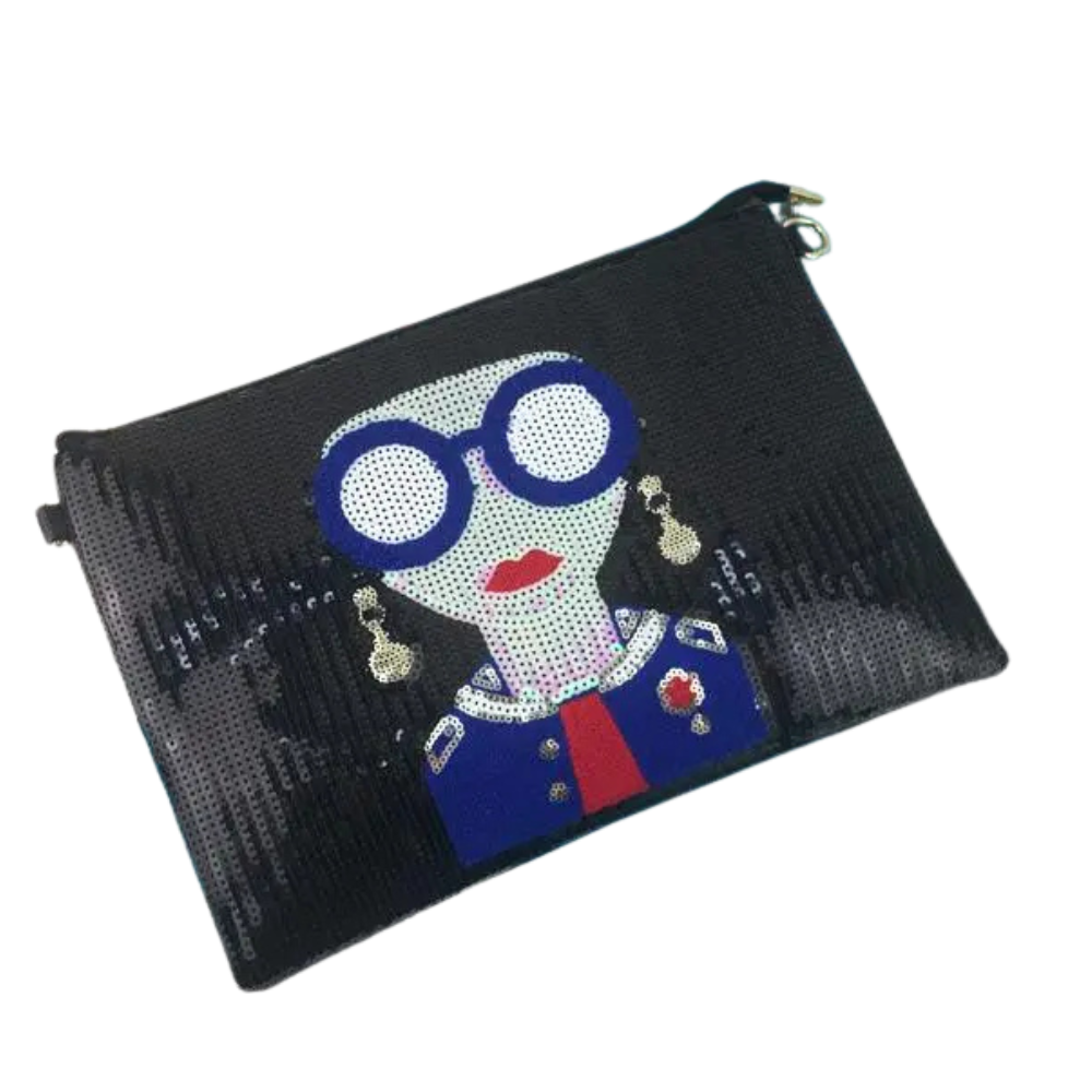 Cartoon Woman Pattern Envelope Clutch Bag