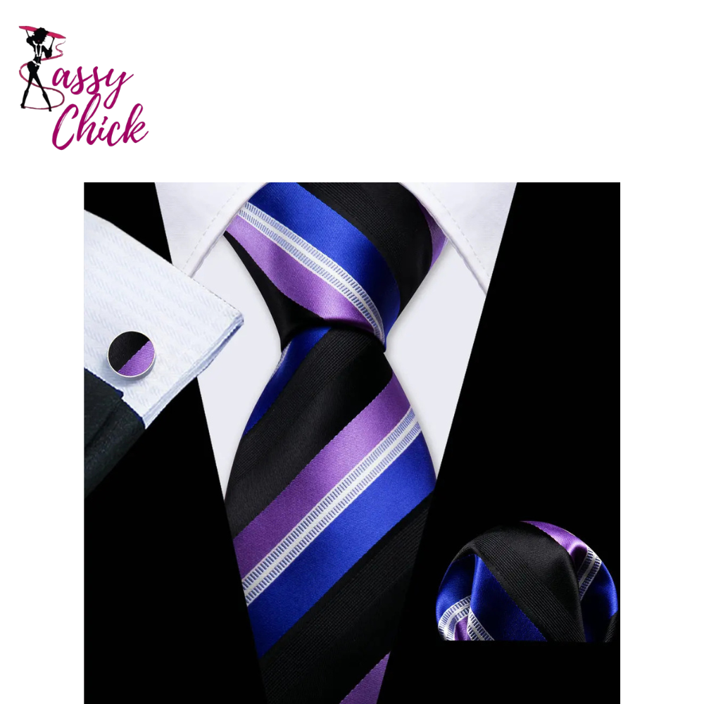 Casual Novelty Paisley Pocket Square Cufflinks Necktie Set Sassy Chick Logo