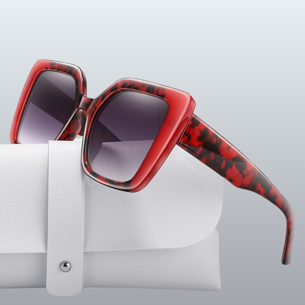 Red Casual UV Protection Stone Shades Color Sunglasses