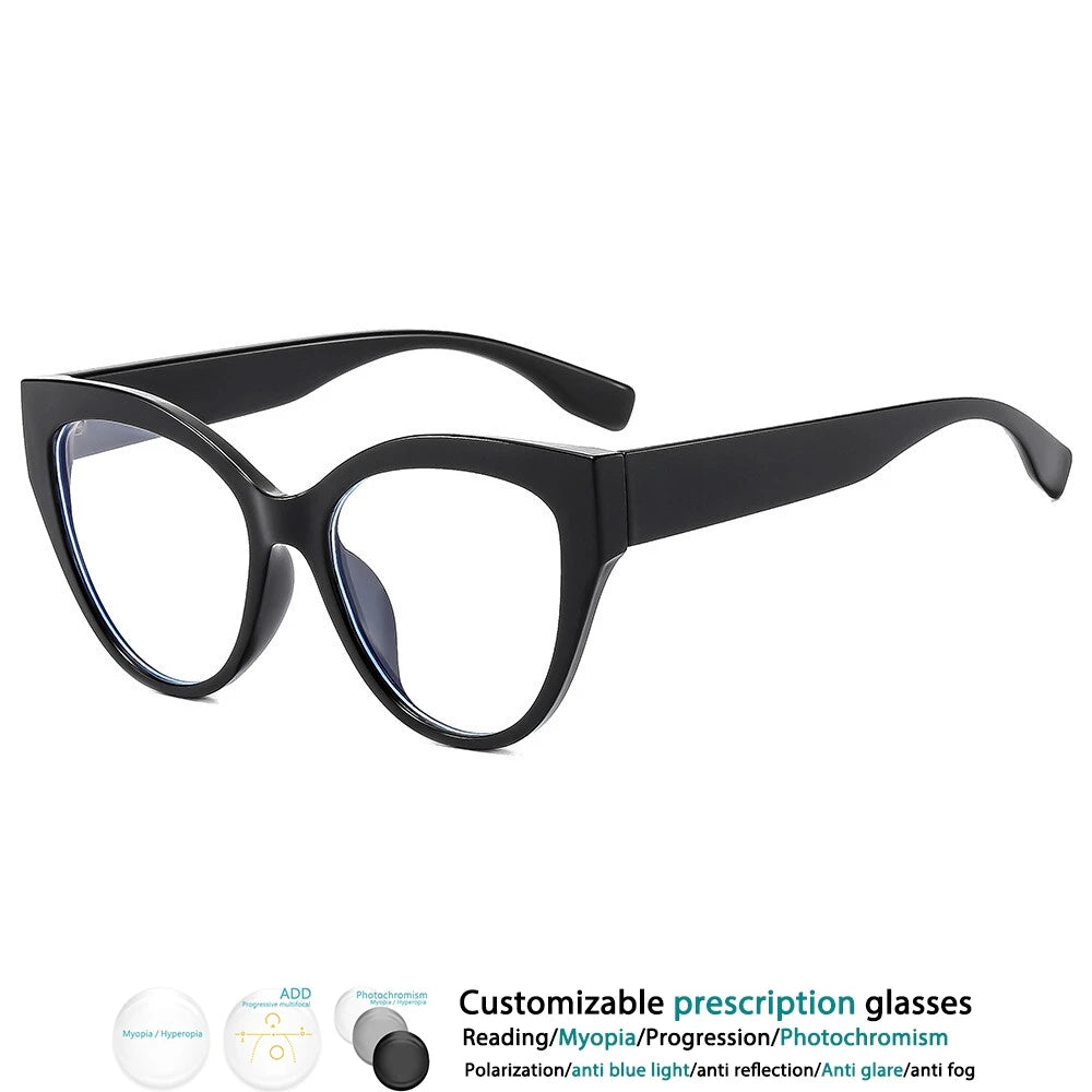 Black Cat Eye Anti Blue Light Color-blocked Glasses