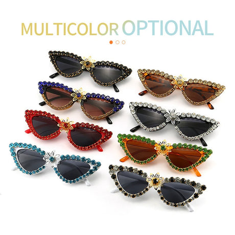 Collection of Cat Eye Crystal Flower Sunglasses For Women