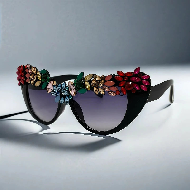 Cat Eye Embellished Sunglasses Black