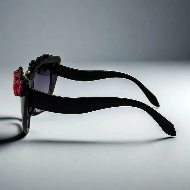 Side View Cat Eye Embellished Sunglasses