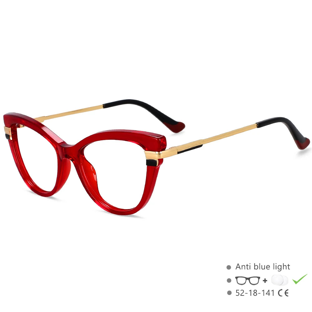 red frame Cat Eye Frames Anti Blue Optical Glasses