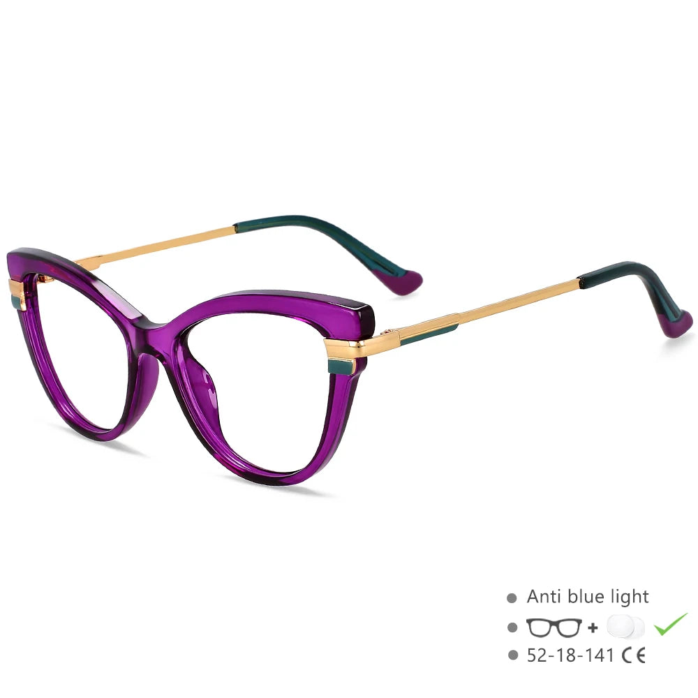 purple frame Cat Eye Frames Anti Blue Optical Glasses