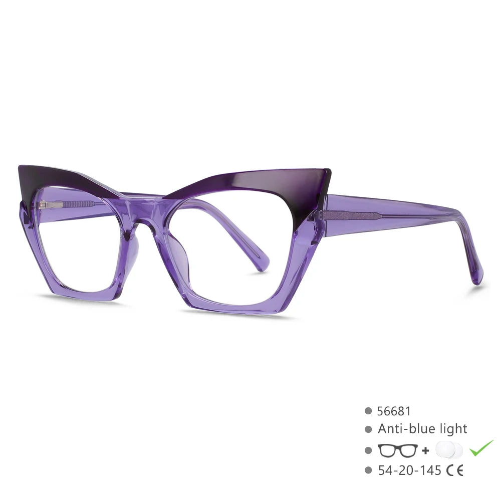 Purple Cat Eye Hinge Anti Blue Computer Glasses