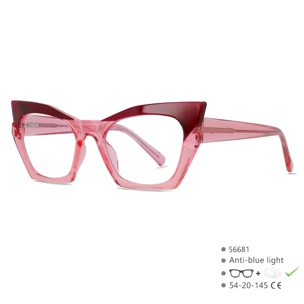 Pink Cat Eye Hinge Anti Blue Computer Glasses