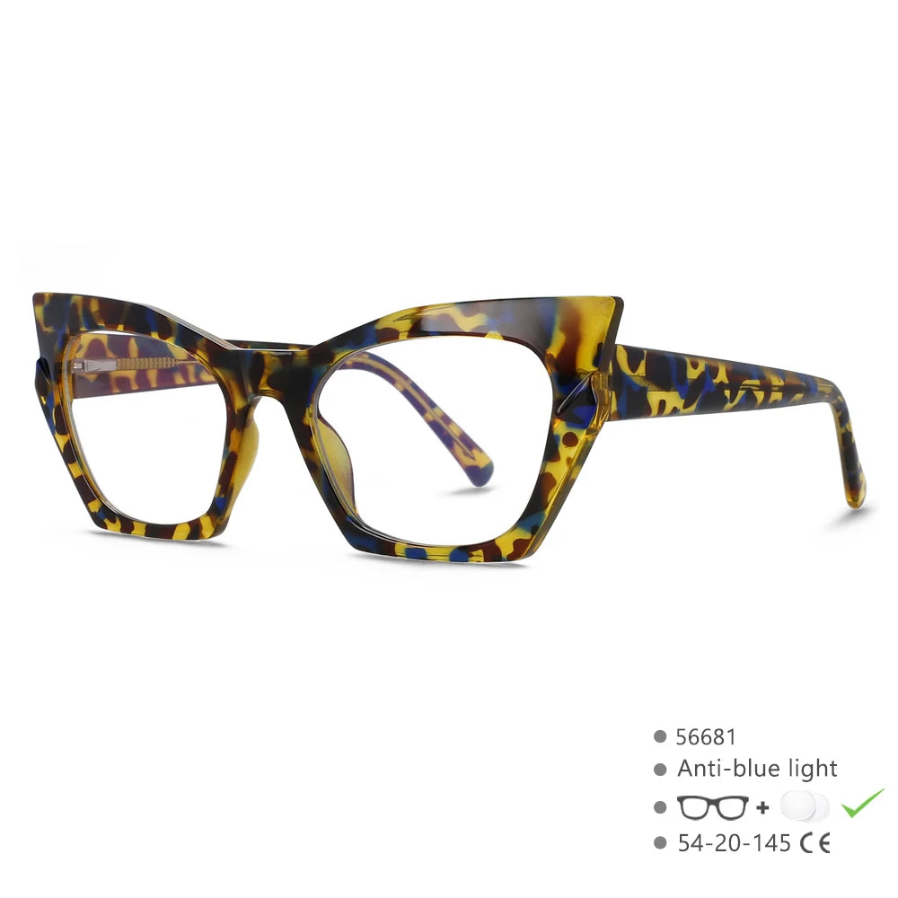 Leopard Yellow Cat Eye Hinge Anti Blue Computer Glasses