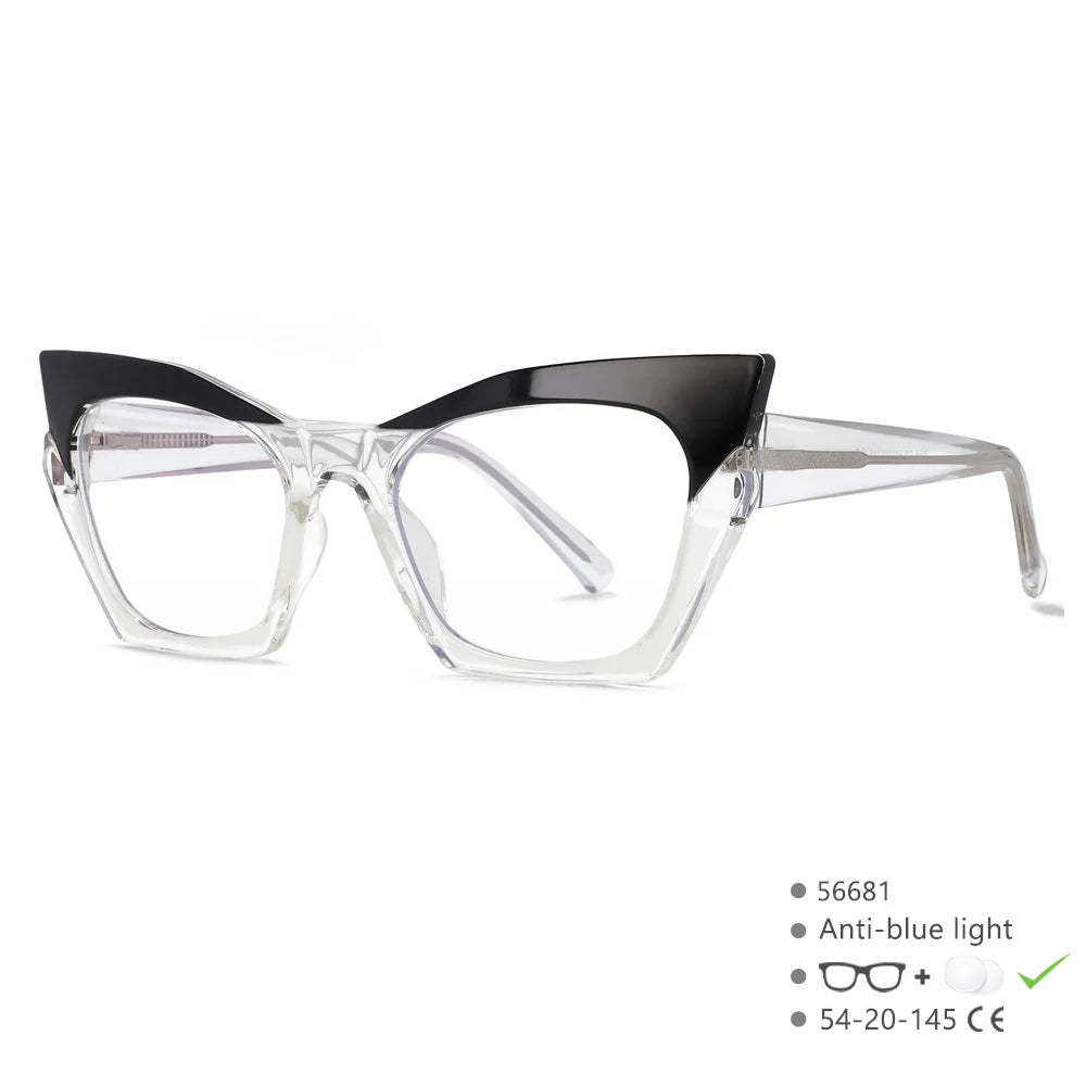 black white Cat Eye Hinge Anti Blue Computer Glasses