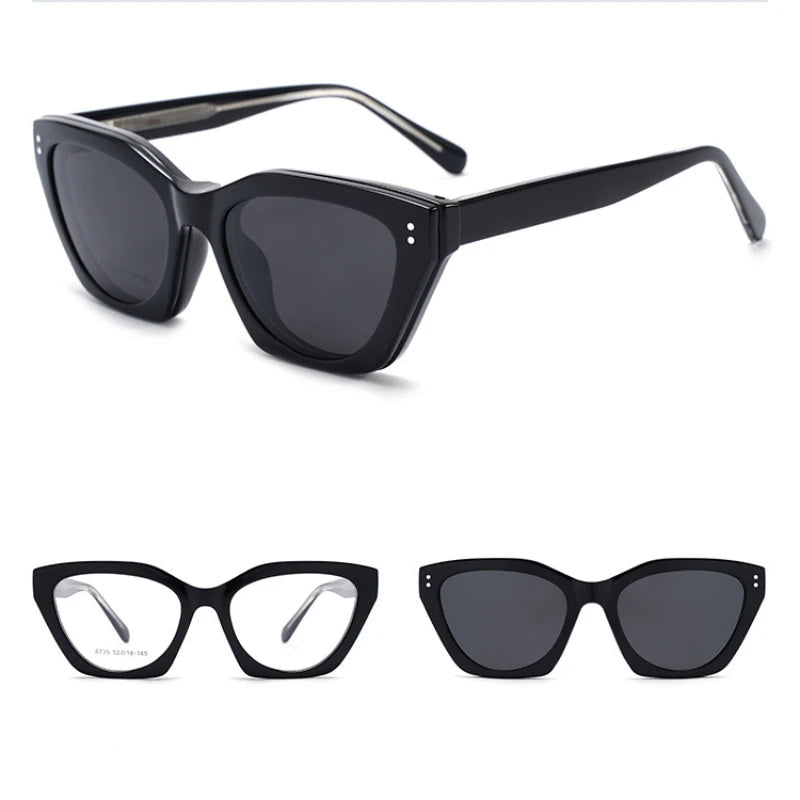 Cat Eye Magnet Clip On Polarized Sunglasses