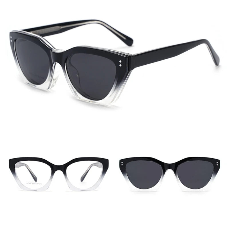 Cat Eye Magnet Clip On Polarized Sunglasses