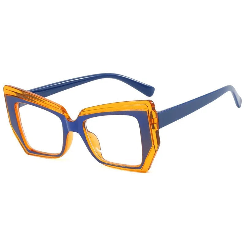 Cat Eye Polygonal Contrasting Color Anti Blue Light Eyewear
