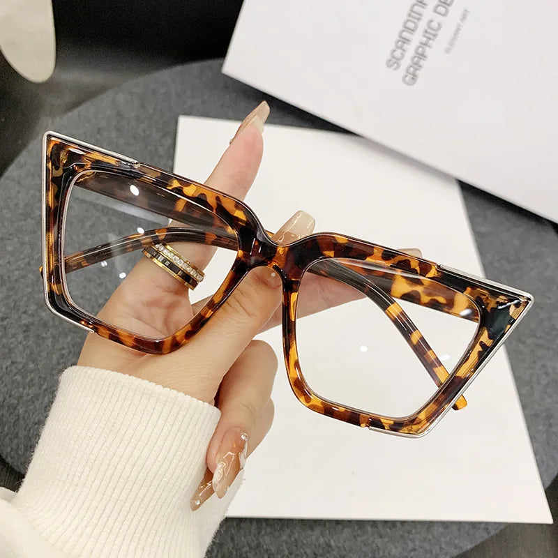 Cat Eye Trendy Large Frame Anti Blue Ray Myopia Glasses