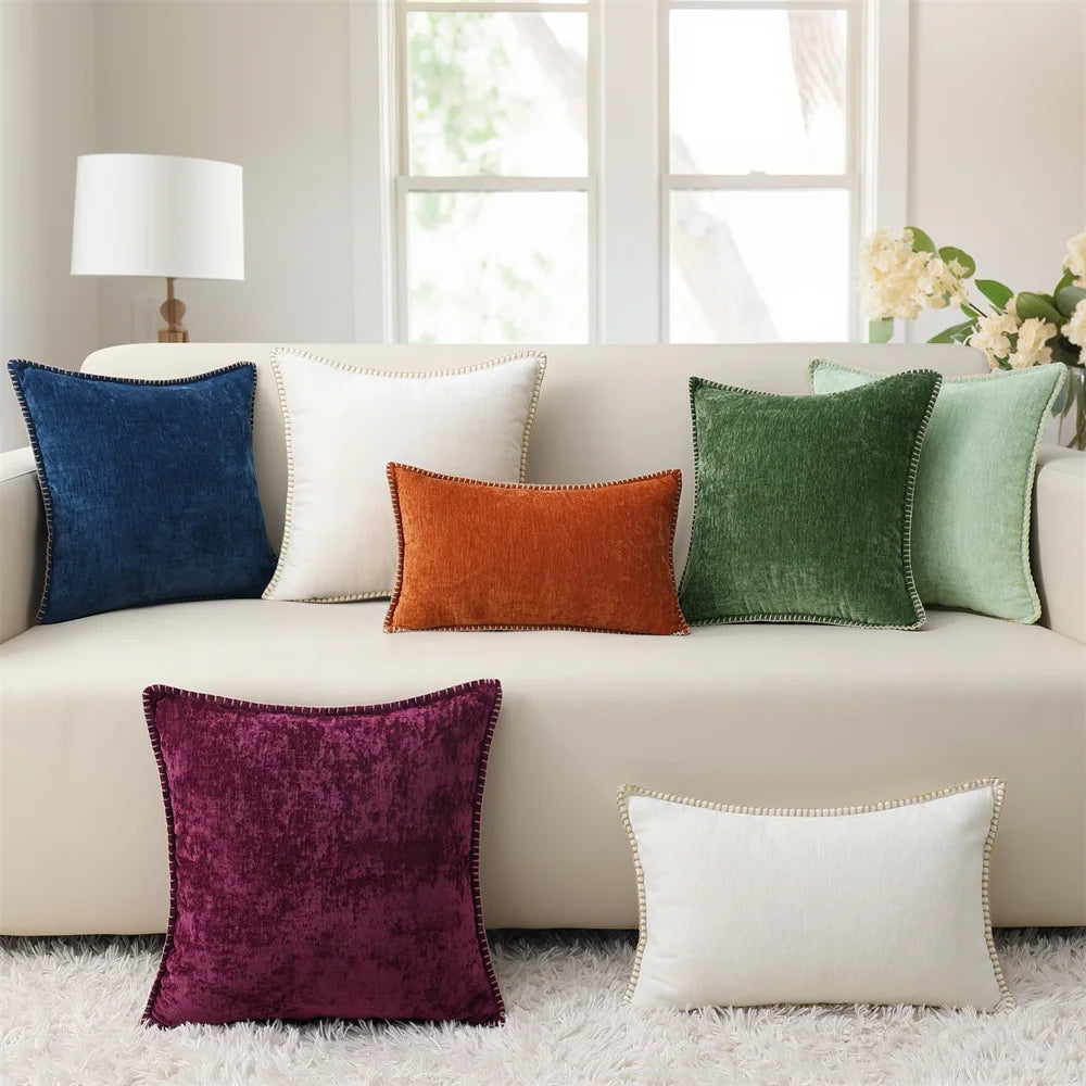 Soft chenille 45x45cm decorative throw pillow cover for couch, sofa, or bed